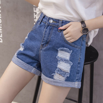 Damen Jeansshorts Distressed Design Lässig