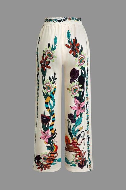 Künstlerisches Damen Zweiteiler-Set mit Kunstprint Statement-Design