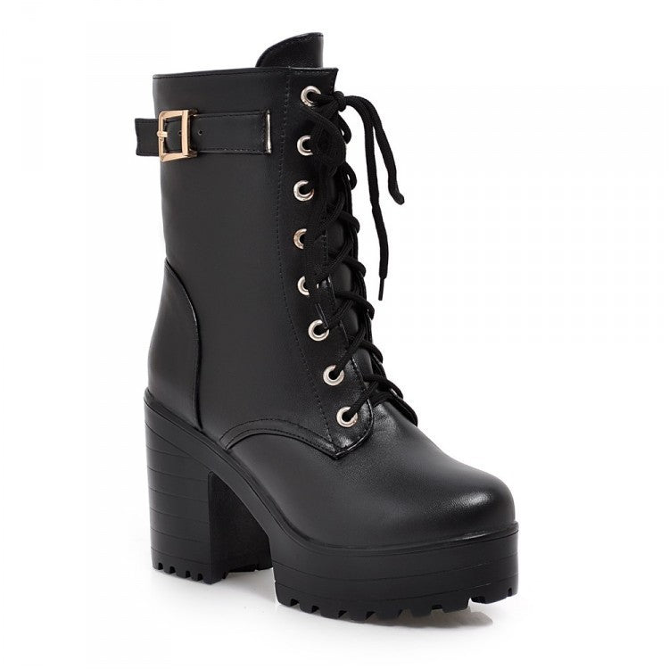 Norvielle Damen Stiefel Schnürung Leder