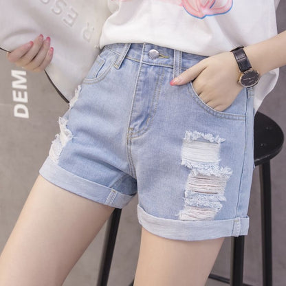 Damen Jeansshorts Distressed Design Lässig