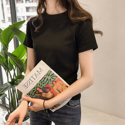 Damen T-Shirt Baumwolle Rundhals Bequem
