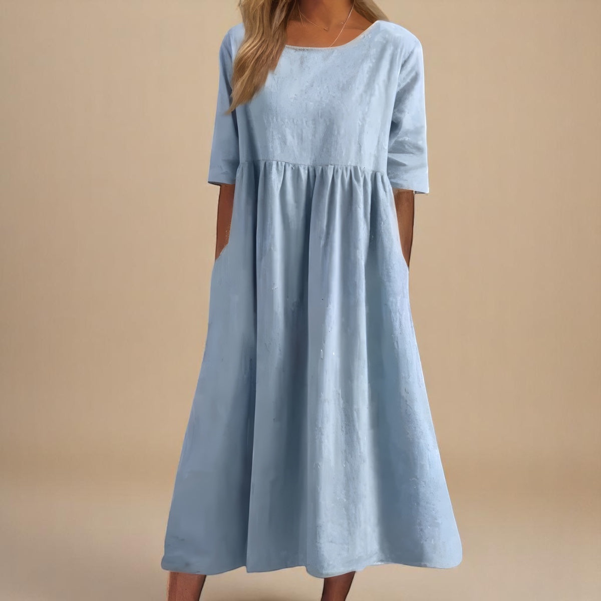 Damen Baumwollkleid Luftig Weiß
