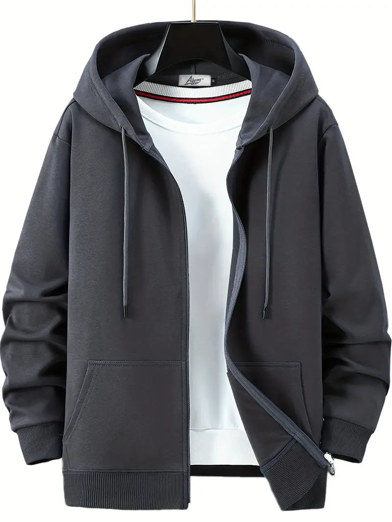 Herren Hoodie Full Zip mit Kordelzug und Kapuze Grau - Norvielle