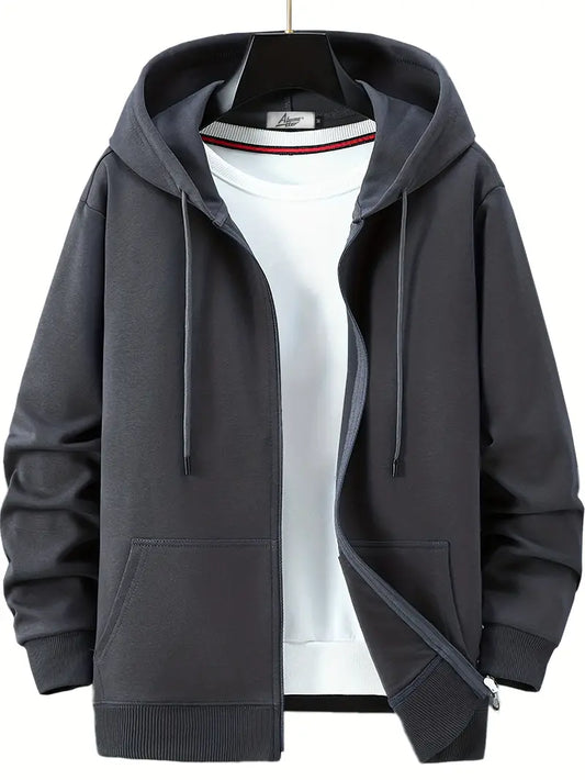 Herren Hoodie Full Zip mit Kordelzug und Kapuze Grau - Norvielle