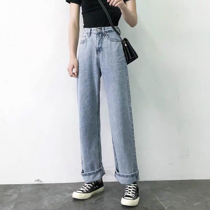 Damen Jeans Weit mit hohem Bund Klassisch