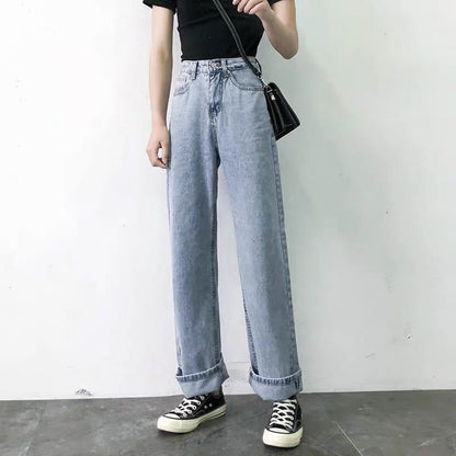 Damen Jeans Weit mit hohem Bund Klassisch