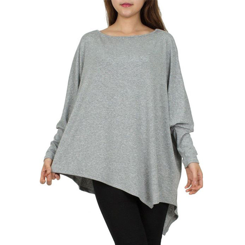 Damen Oversized Oberteil Asymmetrisch Lässig Norvielle