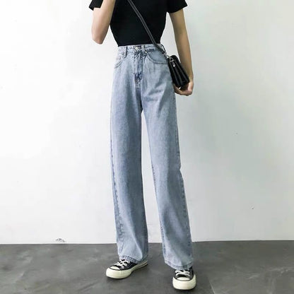 Damen Jeans Weit mit hohem Bund Klassisch