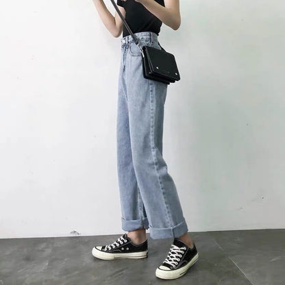 Damen Jeans Weit mit hohem Bund Klassisch