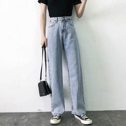 Damen Jeans Weit mit hohem Bund Klassisch