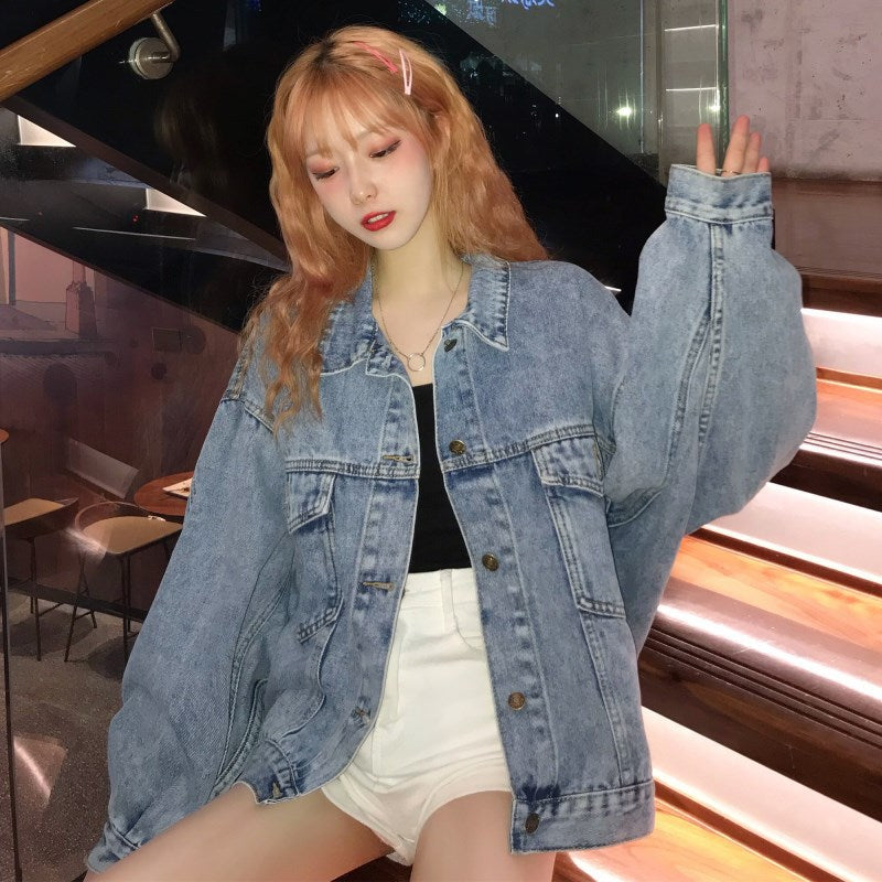 Damen Oversized Denimjacke mit Taschen