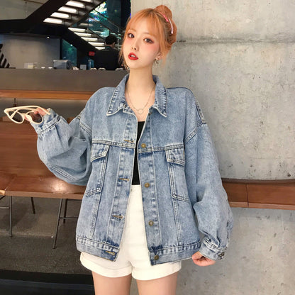 Damen Oversized Denimjacke mit Taschen