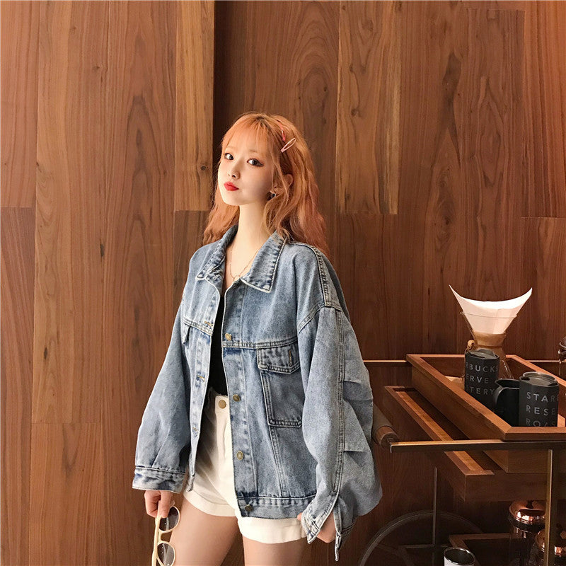 Damen Oversized Denimjacke mit Taschen