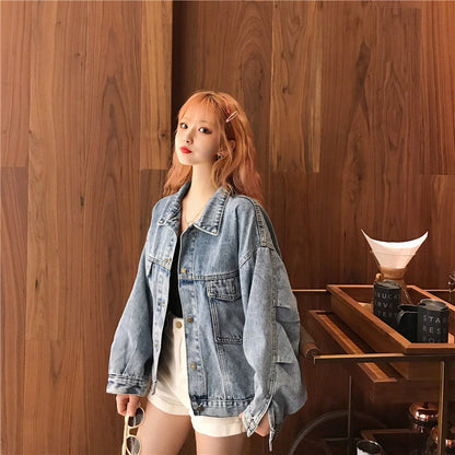 Damen Oversized Denimjacke mit Taschen