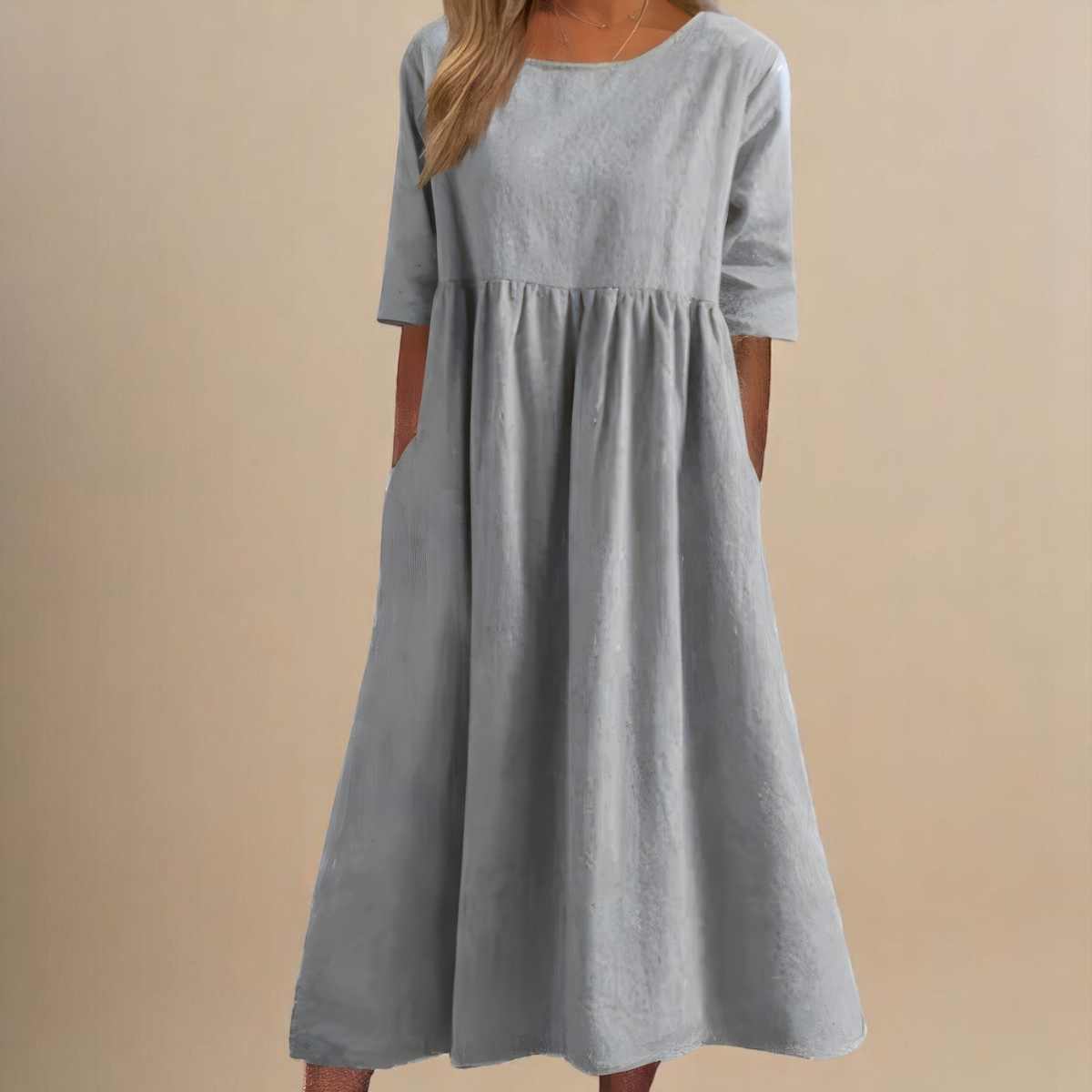 Damen Baumwollkleid Luftig Weiß