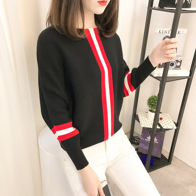 Damen Oversized Strickpullover Dekorative Streifen Norvielle