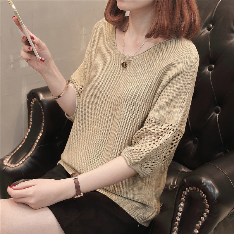 Damen Strickpullover Häkelmuster Norvielle