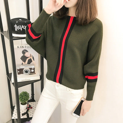 Damen Oversized Strickpullover Dekorative Streifen Norvielle - Norvielle