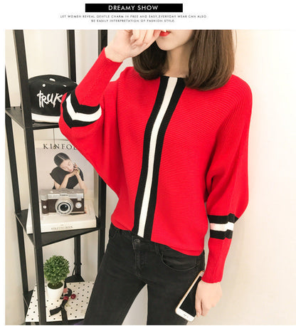 Damen Oversized Strickpullover Dekorative Streifen Norvielle