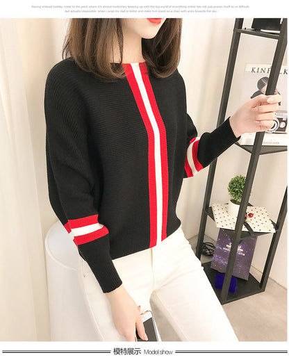 Damen Oversized Strickpullover Dekorative Streifen Norvielle