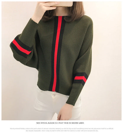 Damen Oversized Strickpullover Dekorative Streifen Norvielle