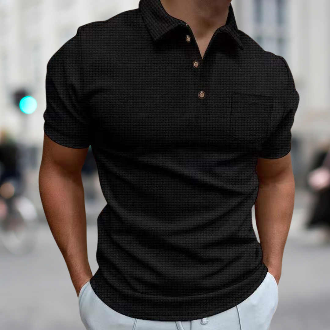 Herren Strukturiertes Poloshirt Sommer Baumwolle Weiß