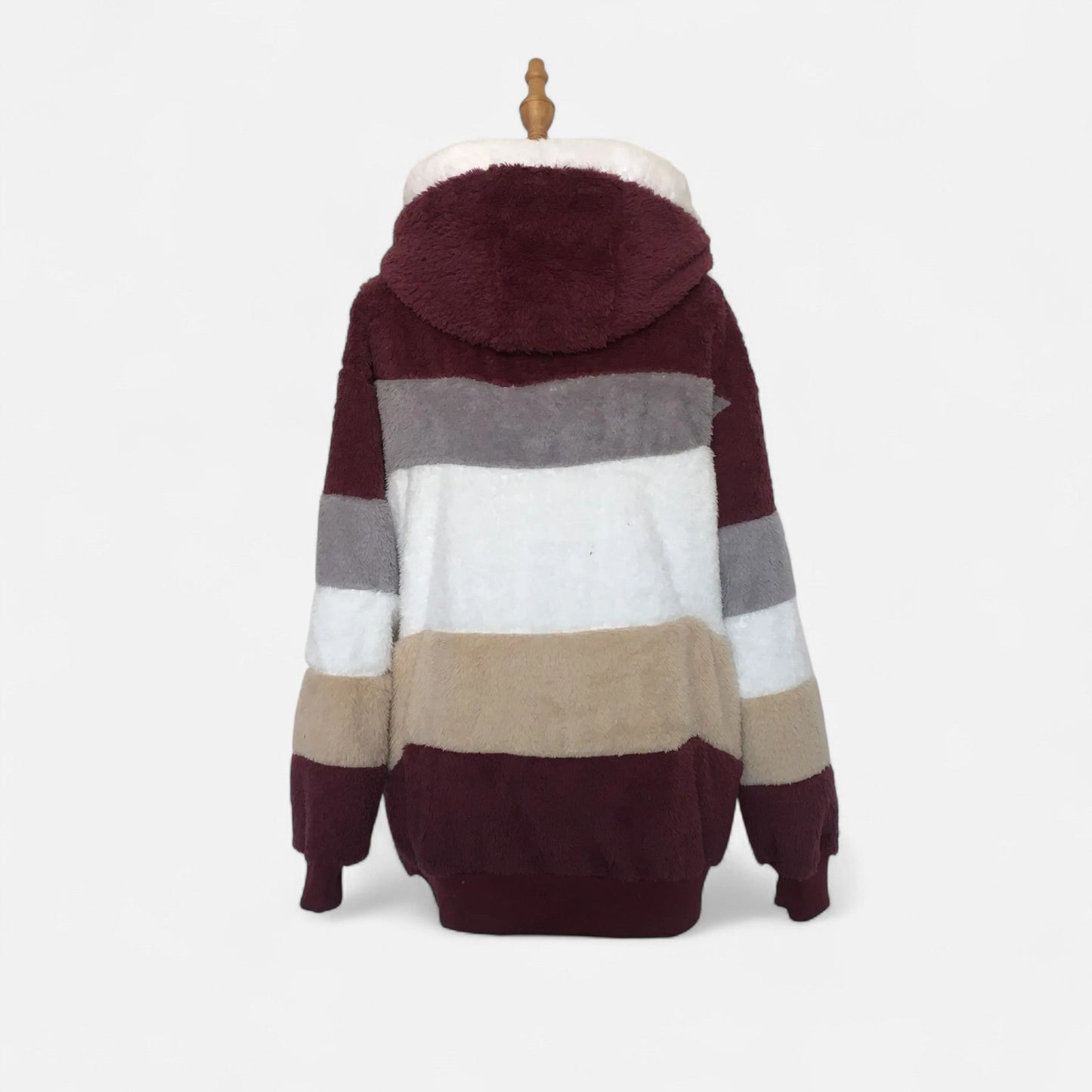 Triswina Damen Oversized Jacke mit Kapuze Gestreift
