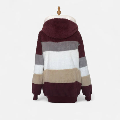 Triswina Damen Oversized Jacke mit Kapuze Gestreift