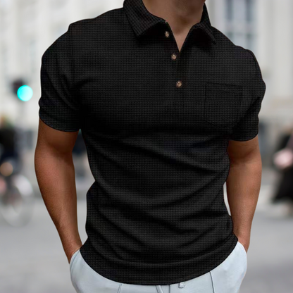 Herren Strukturiertes Poloshirt Sommer Baumwolle Weiß