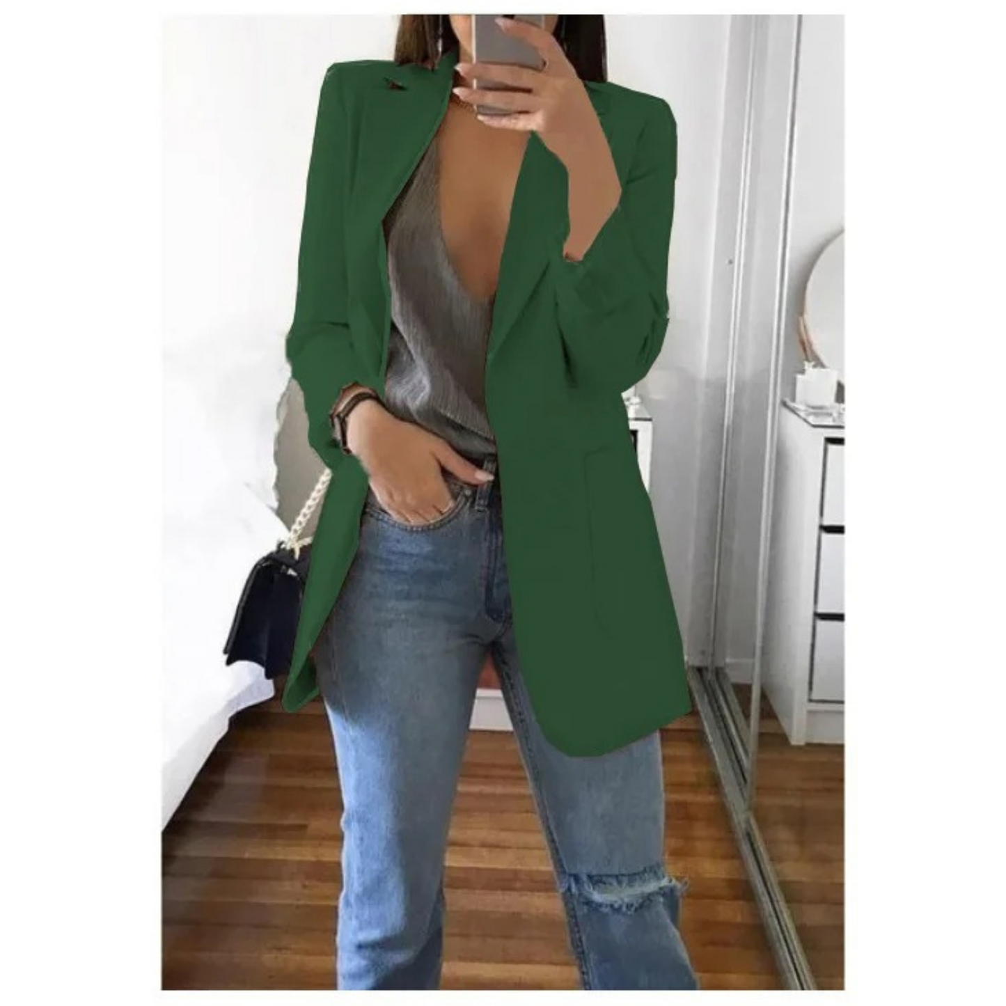 Damen Doppelreihiger Blazer Bürooutfit