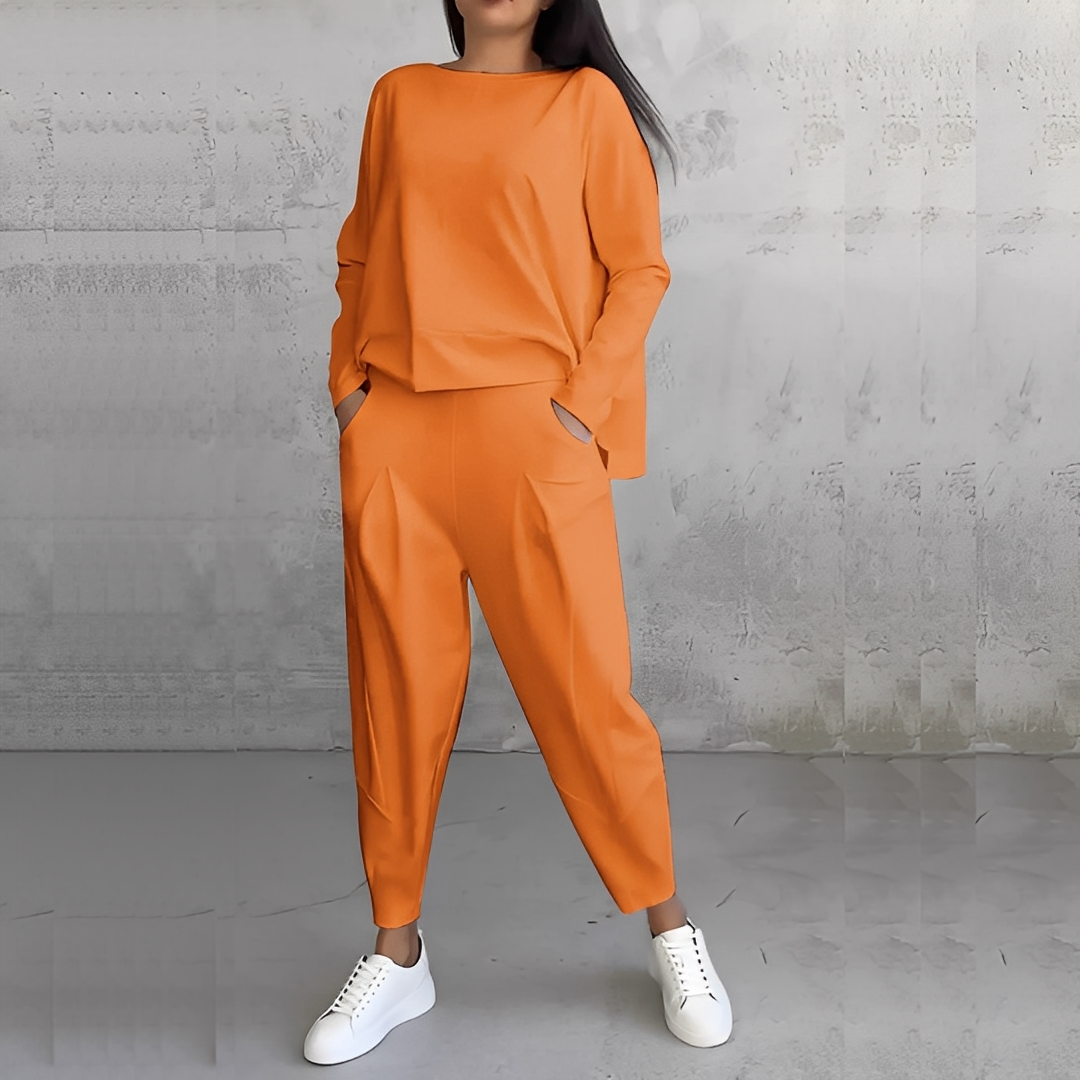 Damen Pullover Set Rundhals Hose
