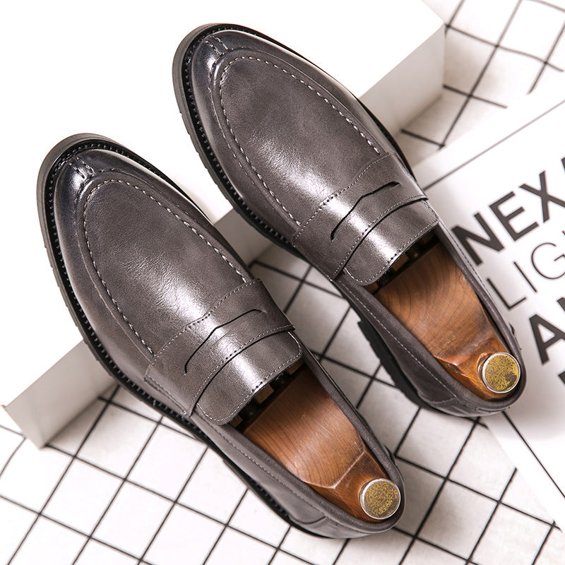 Herren Penny Loafers Runder Spitze Lederschuhe