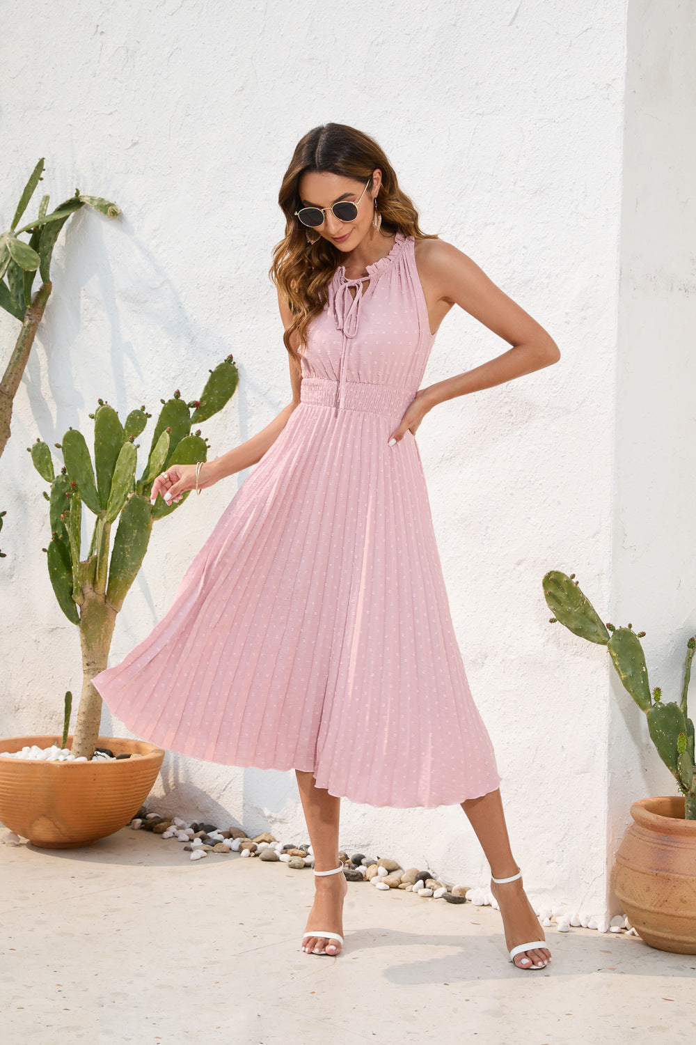 Damen Plisseekleid Ärmellos Elegantes Sommerkleid - Norvielle