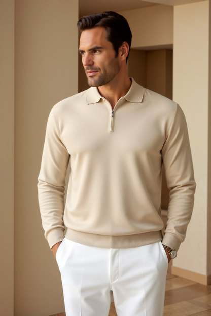 Stefano Herren Polo Reißverschluss Elegantes Design - Norvielle