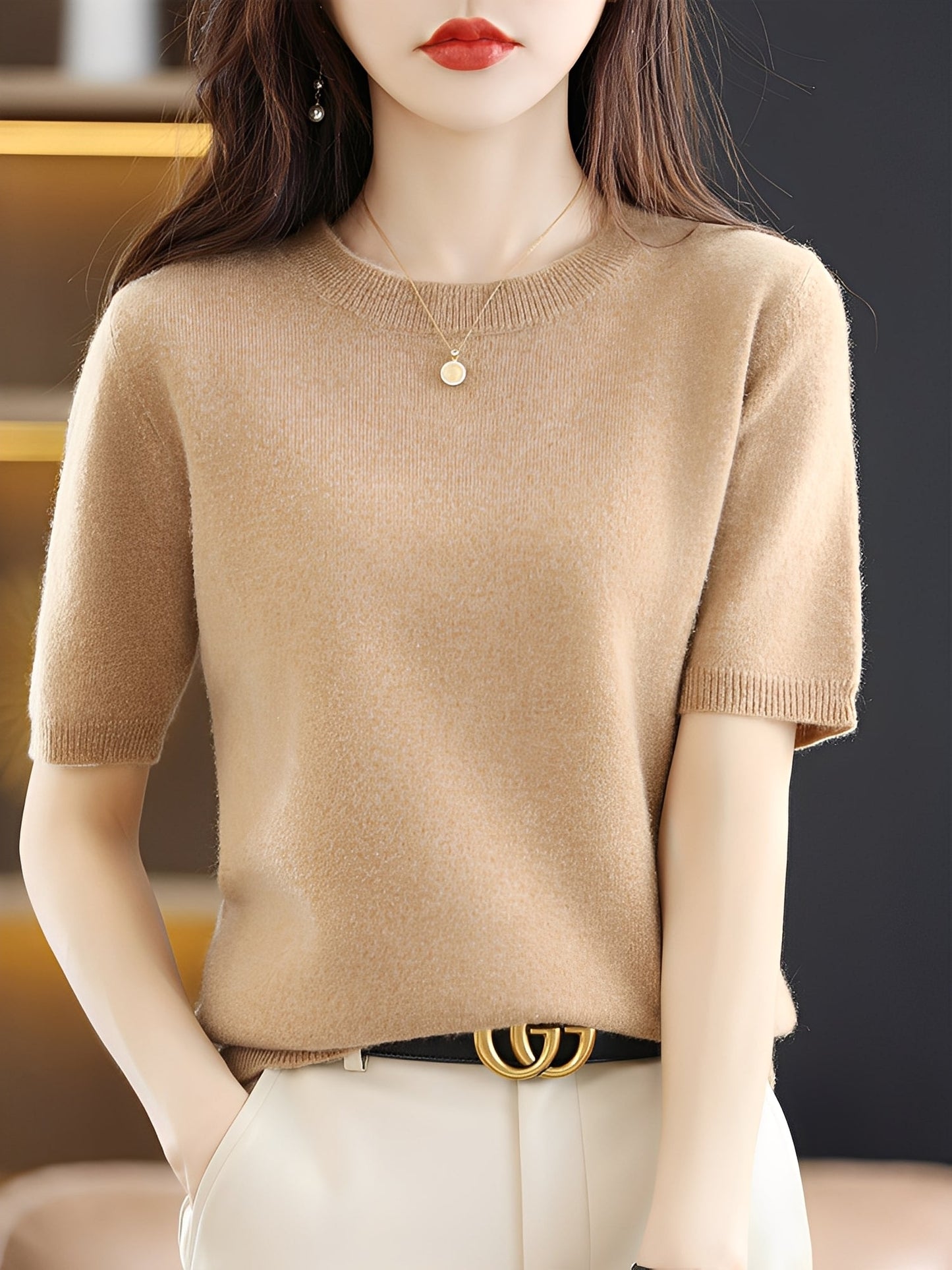 Damen Kurzarm-Pullover