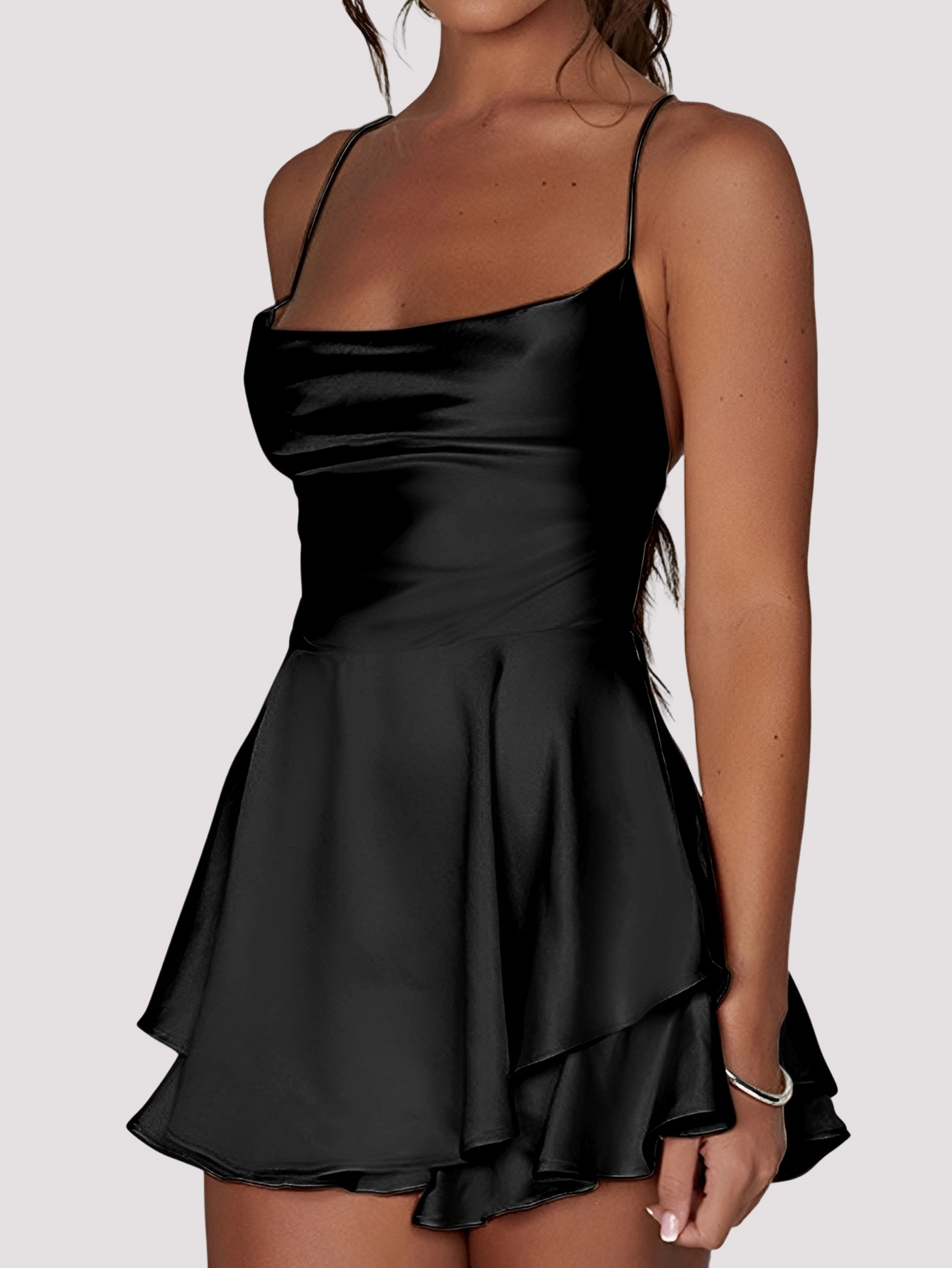 Damen Cocktailkleid Minikleid Elegantes Seidenkleid