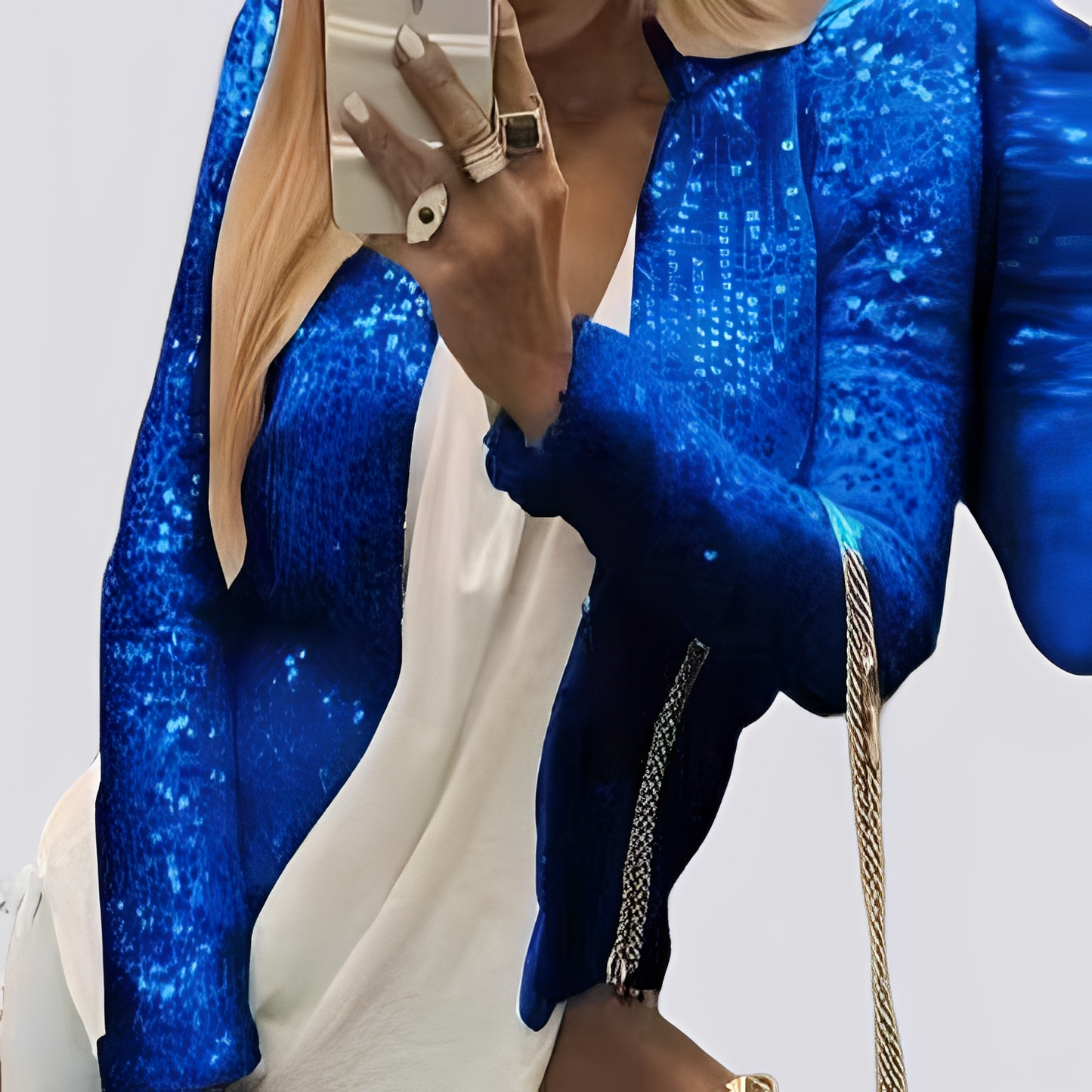 Damen Paillettenblazer Kurz Glitzernd