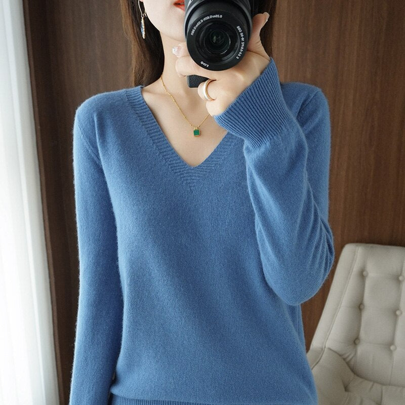 Norvielle Damen V-Ausschnitt Pullover