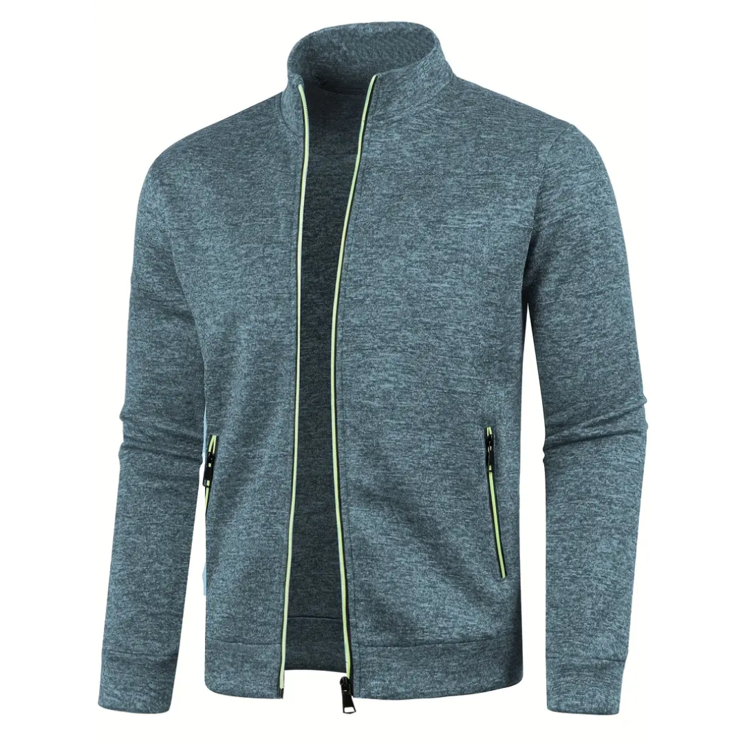 Herren Strickjacke Reißverschluss Zeitlos Grau