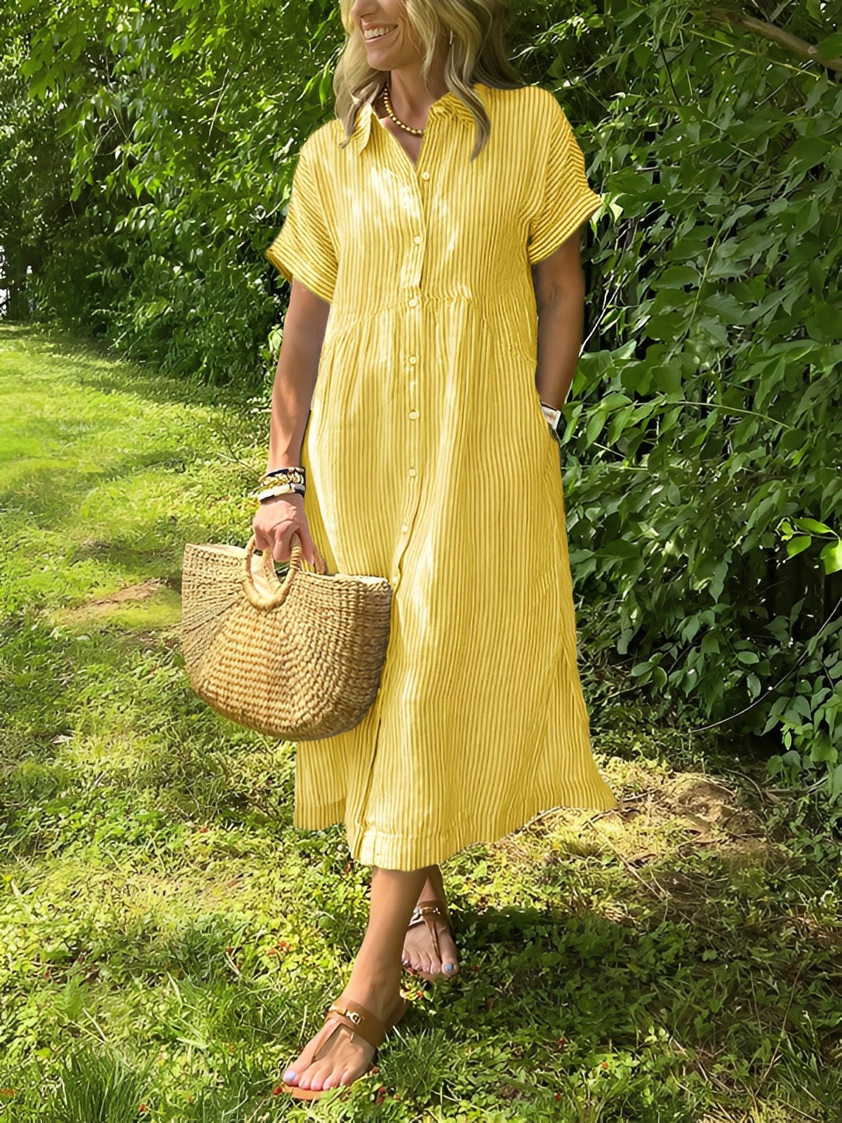 Alana Damen Hemdkleid Gestreift Komfortabel