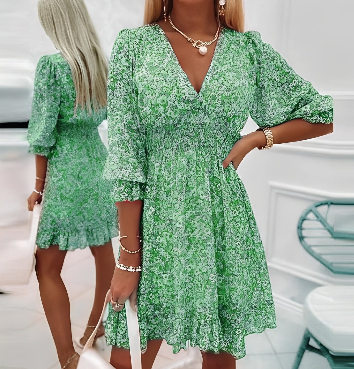 Damen Minikleid Boho-Stil Leicht Sommerkleid