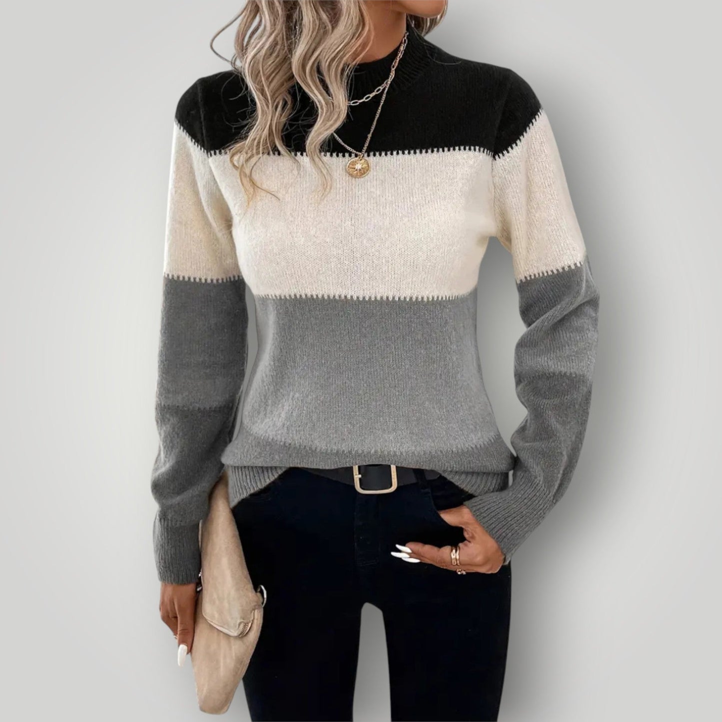 Damen Winterpullover Warmer Stehkragenpullover