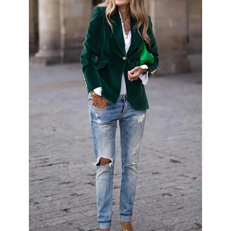 Norvielle Damen Blazer Samtvelour Casual