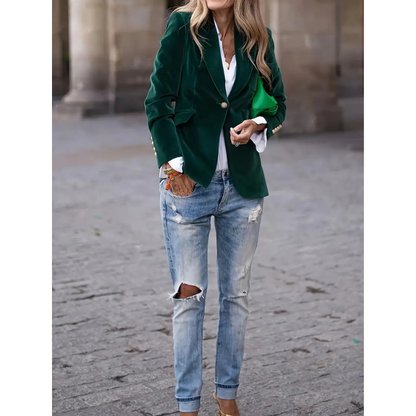 Norvielle Damen Blazer Samtvelour Casual