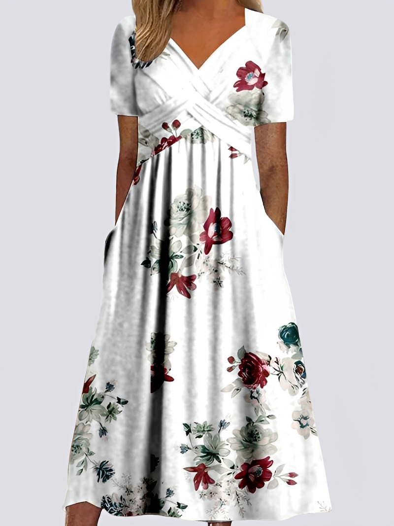 Damen Midikleid Kurzärmelig Lässig - Norvielle