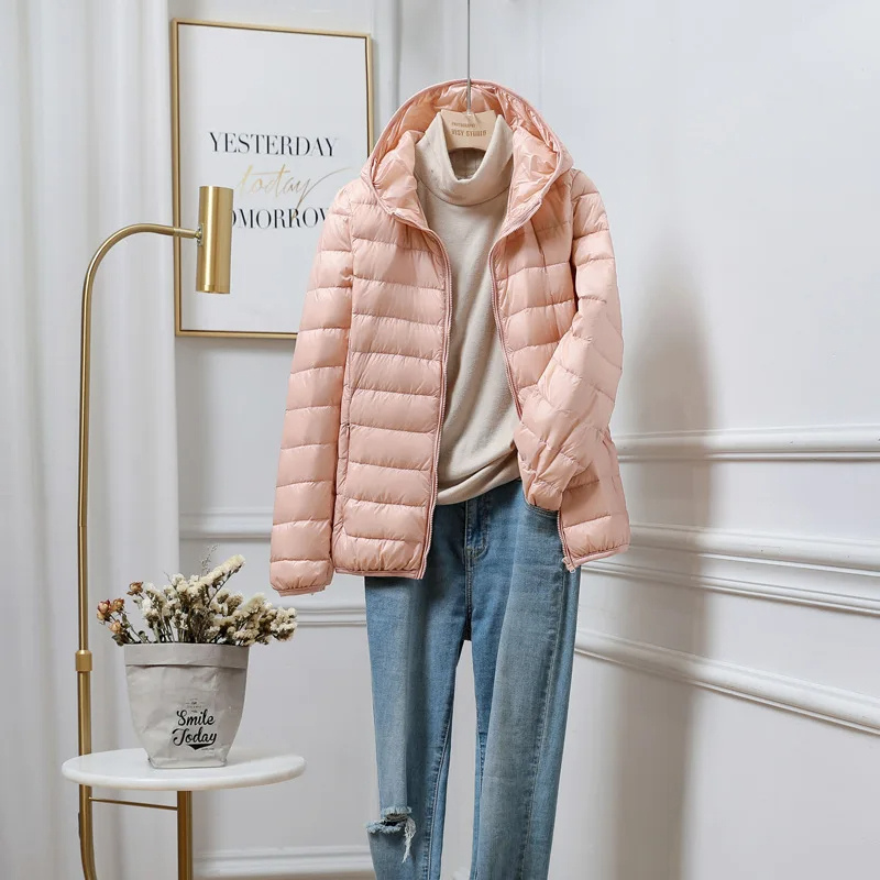 Damen Daunenjacke Mit Kapuze Reißverschluss - Norvielle