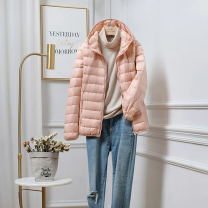 Damen Daunenjacke Mit Kapuze Reißverschluss - Norvielle