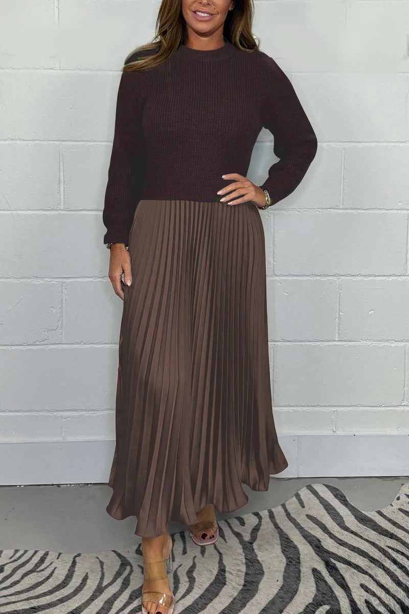 Damen Kleid Faltenrock Bequem
