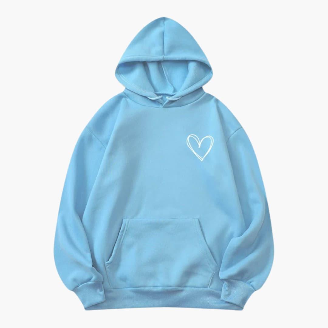 Damen Hoodie Kapuzenpullover Herzdruck