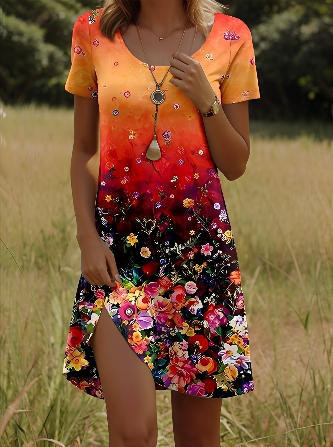 Damenkleid Elegantes Blumenprint
